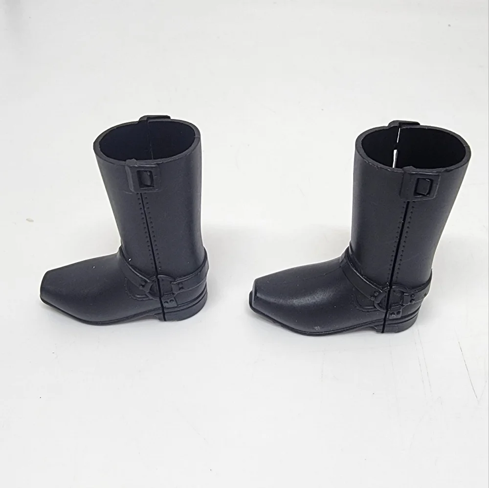 BARBIE DOLL SHOES - PAIR of KEN MOTORCYCLE RIDING Harley Boy BLACK SNAP BOOTS - Picture 3 of 5